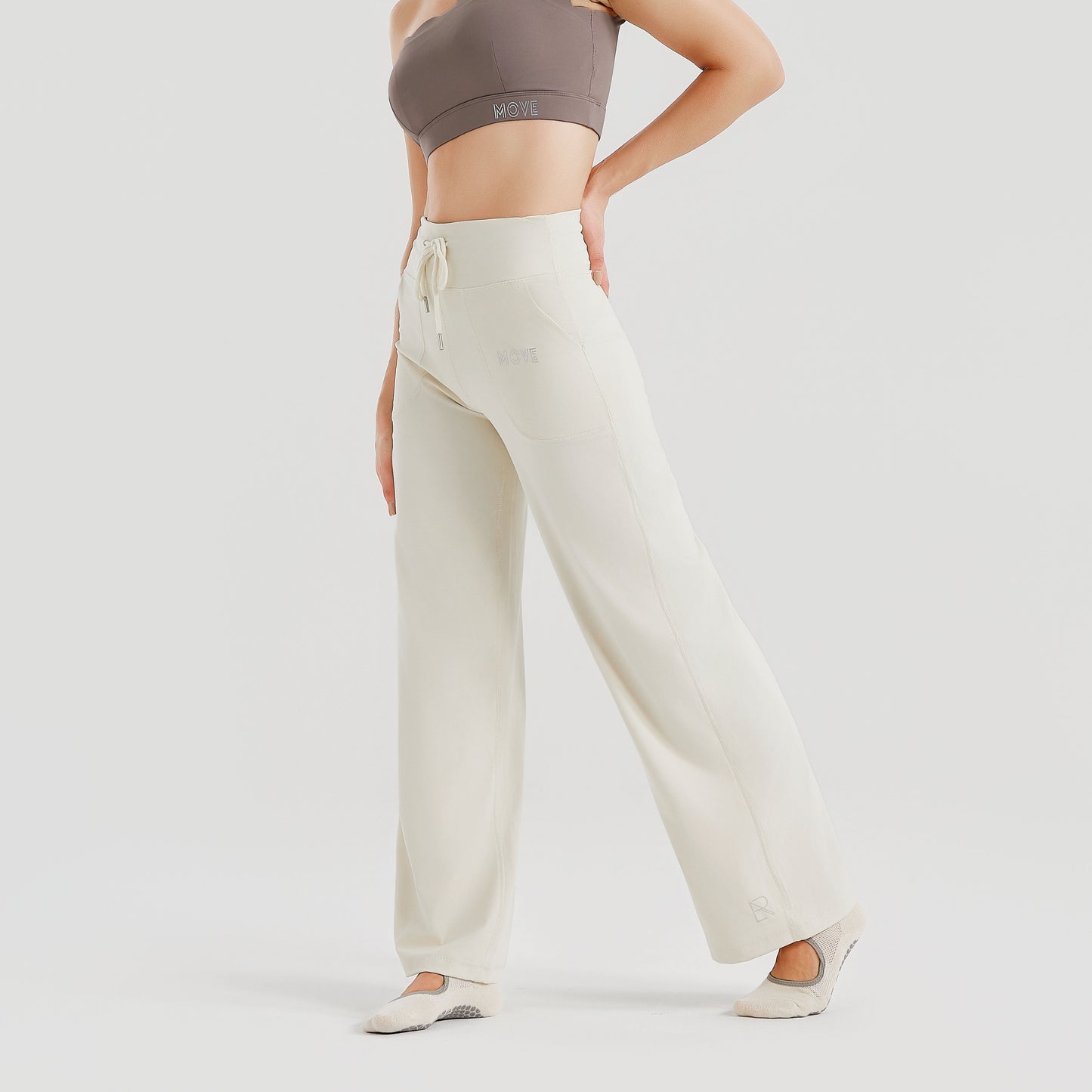 Beige Wide leg pants